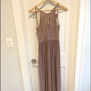 Morgan & Co. Full length gown taupe size 1/2